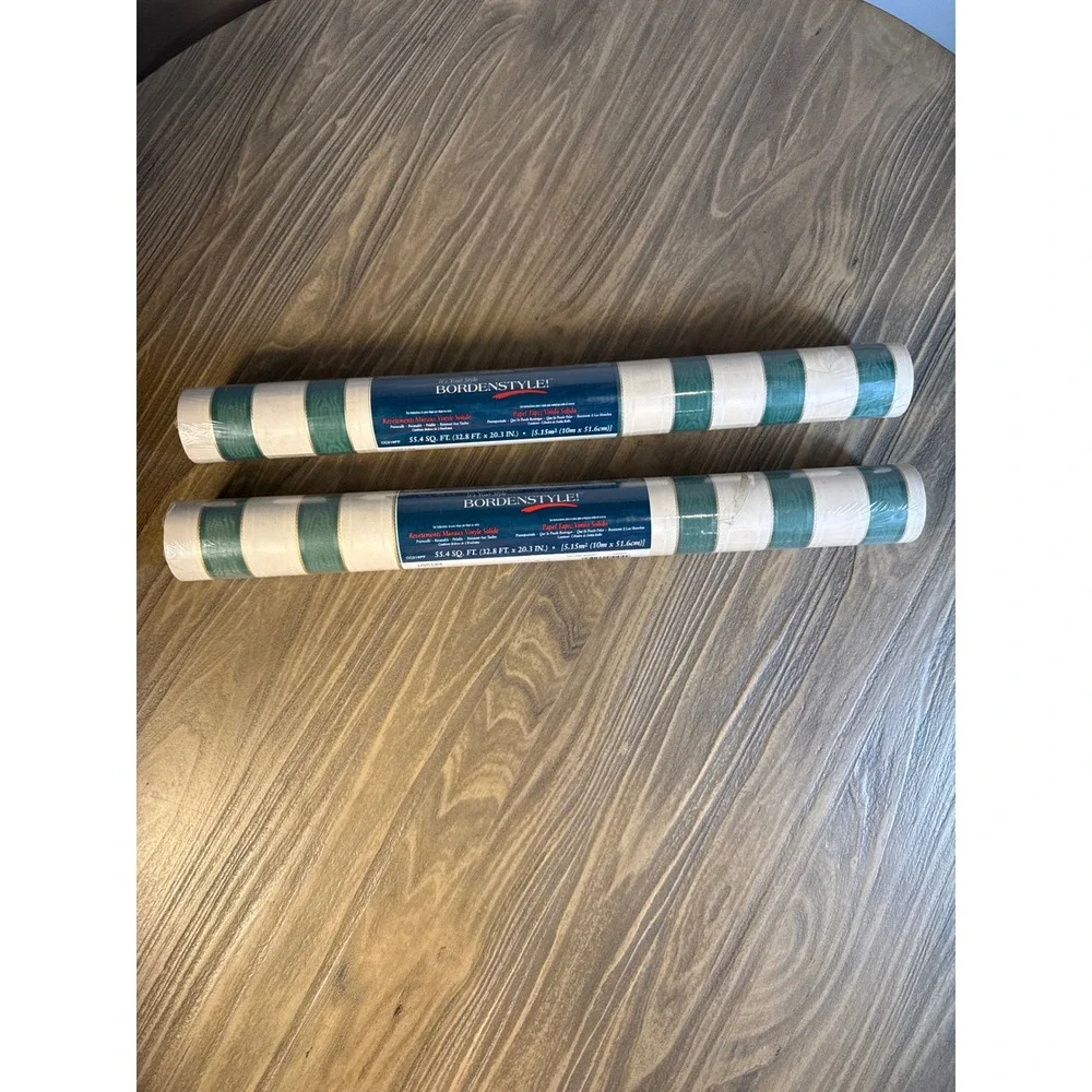 Vintage Bordenstyle Vinyl Wallpaper 2 Rolls Green Cream Gold Stripe CC216FF New